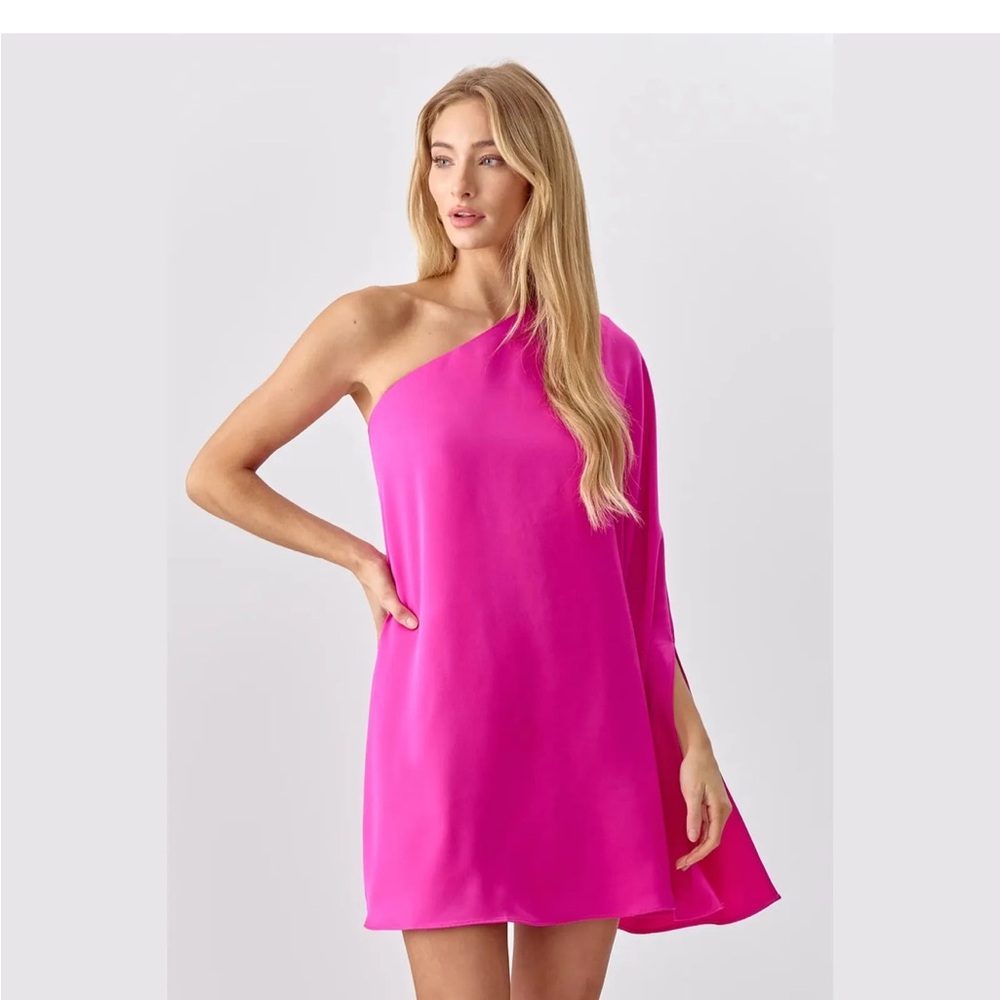 NWOT Adelyn Rae Cameron One-Shoulder Dress in Pink